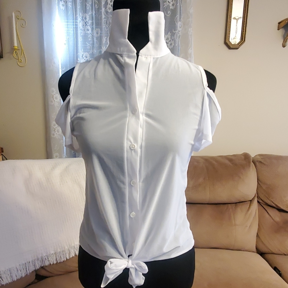 Sheer cold shoulder top